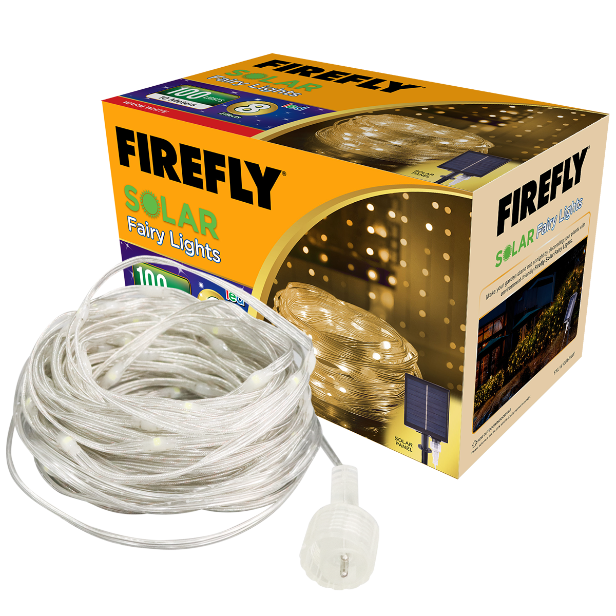 Firefly Bright Solar Fairy Lights 100LED 10 meters