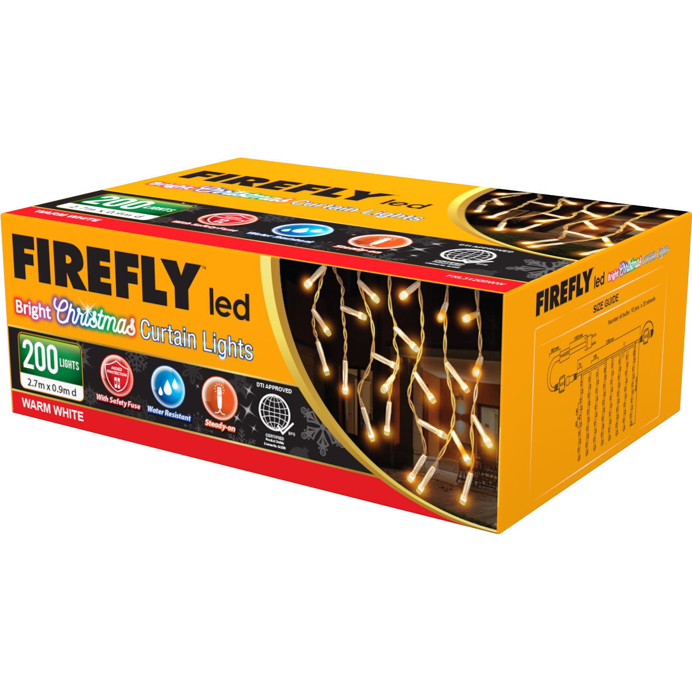 Firefly, Curtain, Lights, 200LED, 15W