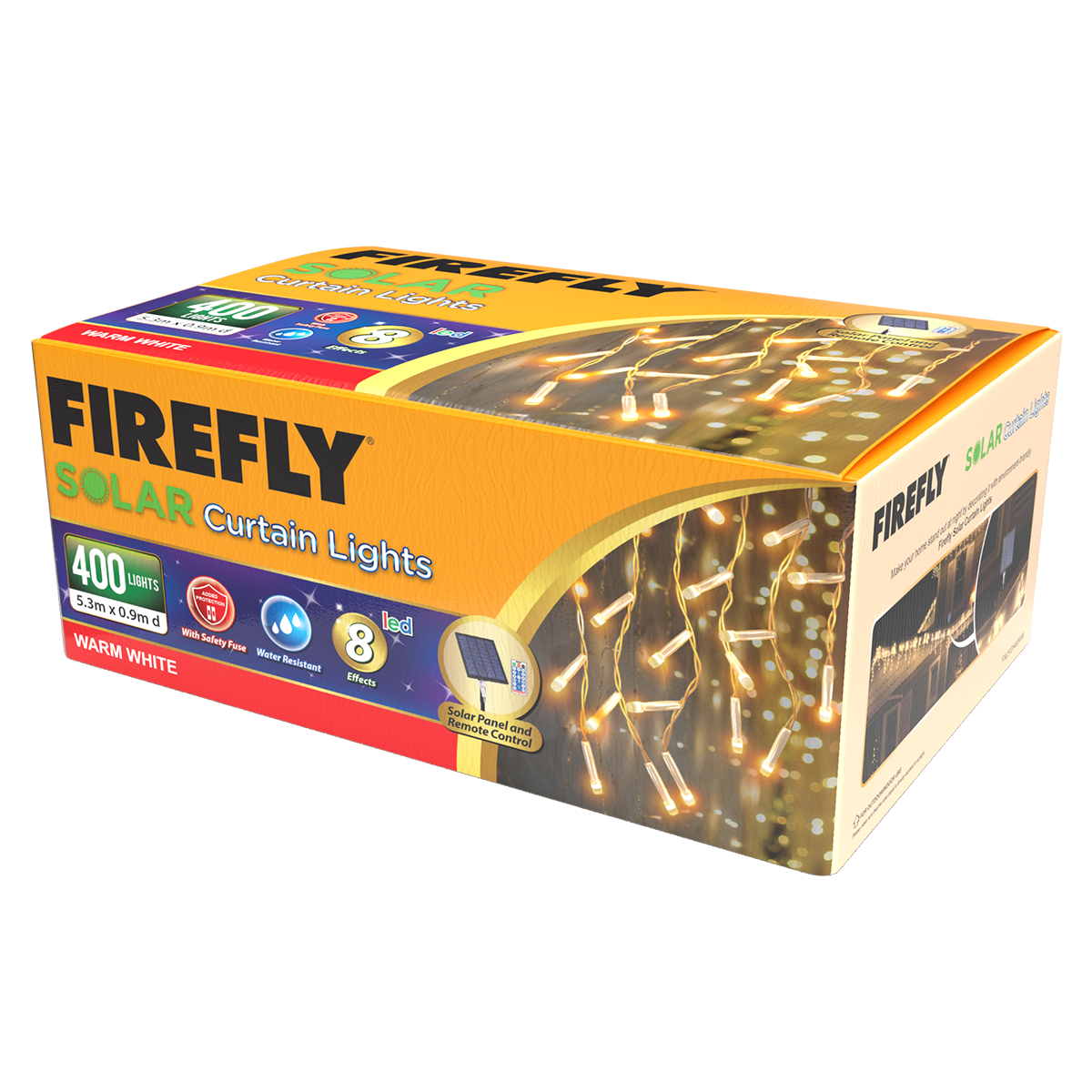 Firefly Christmas Solar Curtain 400LED WW8 6M