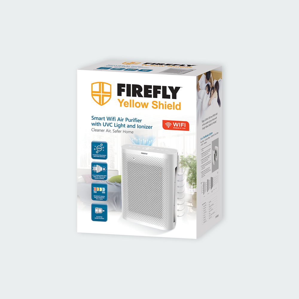 Firefly Yellow Shield Smart Wifi Air Purifier with UVC Light and Ionizer - Medium