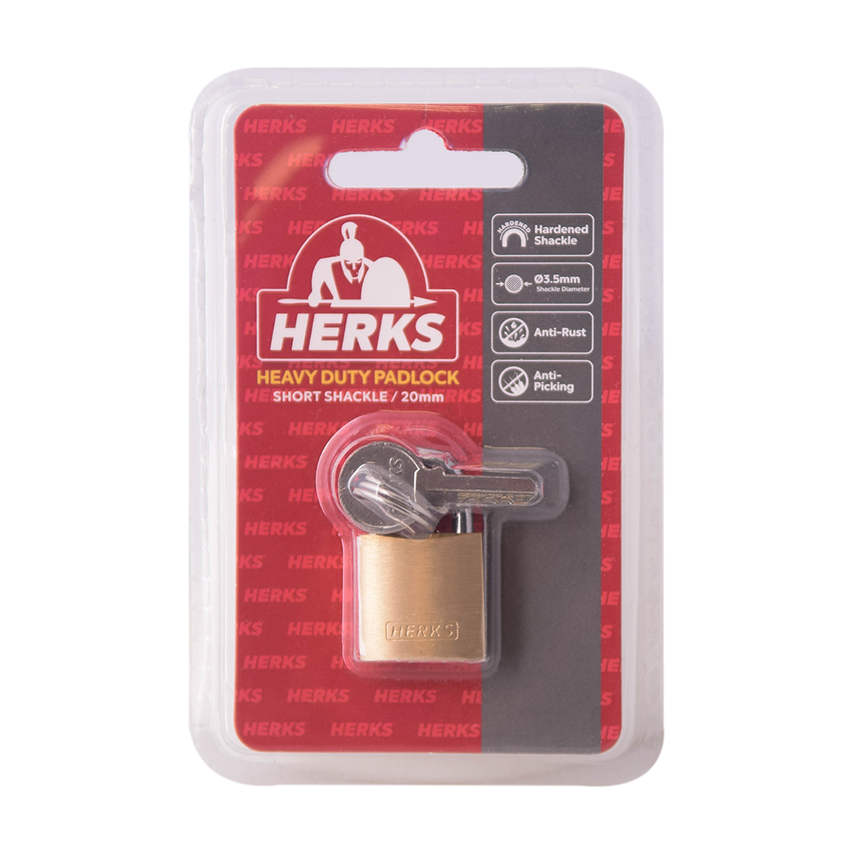 HERKS Heavy Duty Brass Padlock - Short Shackle