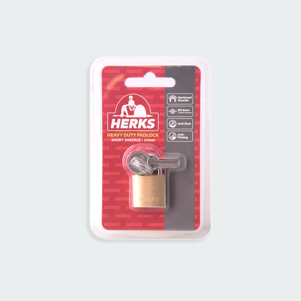 HERKS Heavy Duty Brass Padlock - Short Shackle