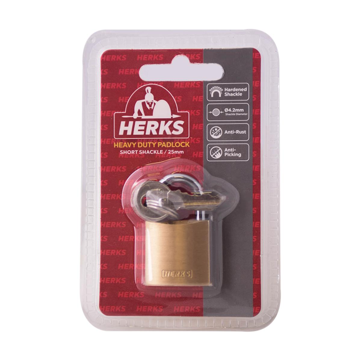 HERKS Heavy Duty Brass Padlock - Short Shackle