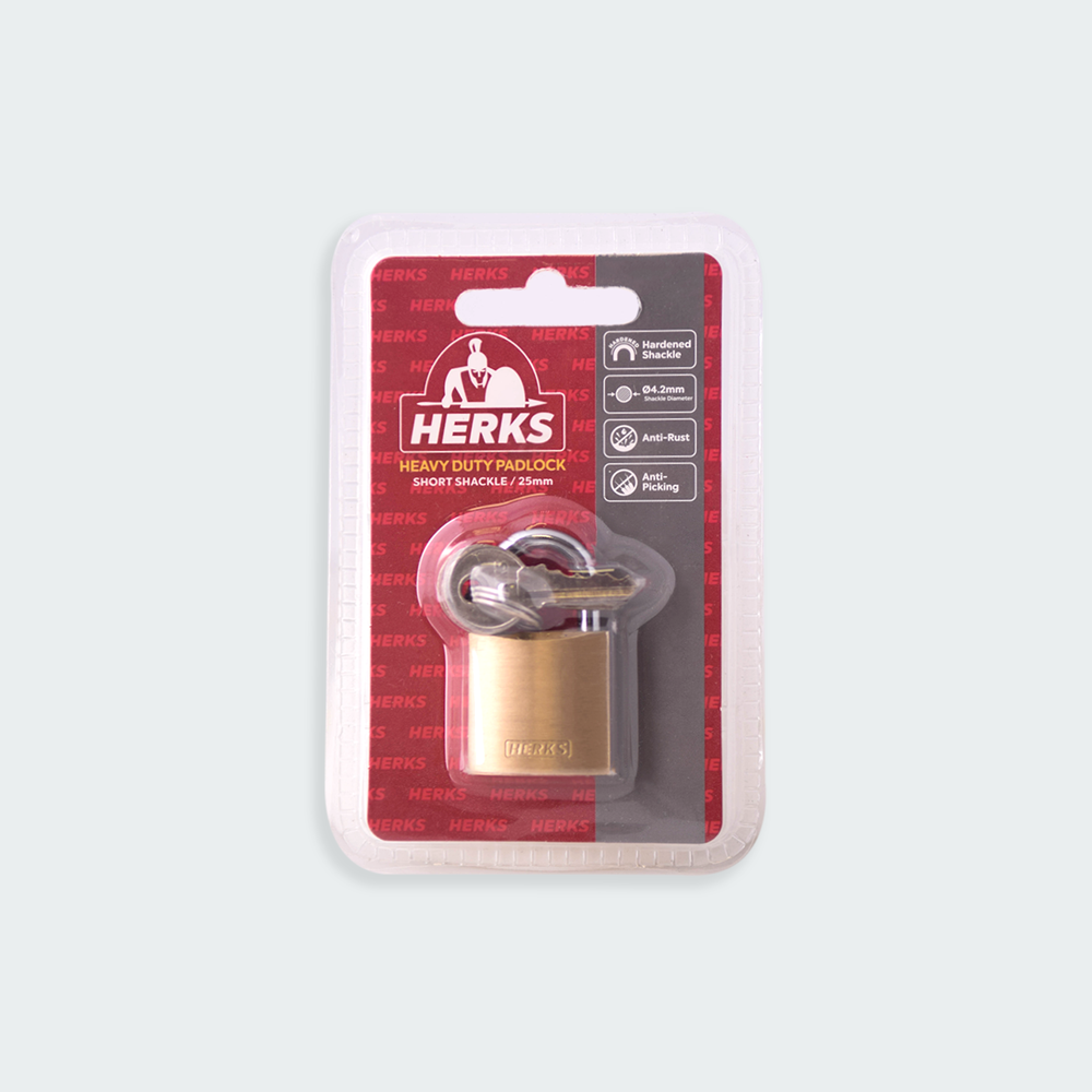 HERKS Heavy Duty Brass Padlock - Short Shackle
