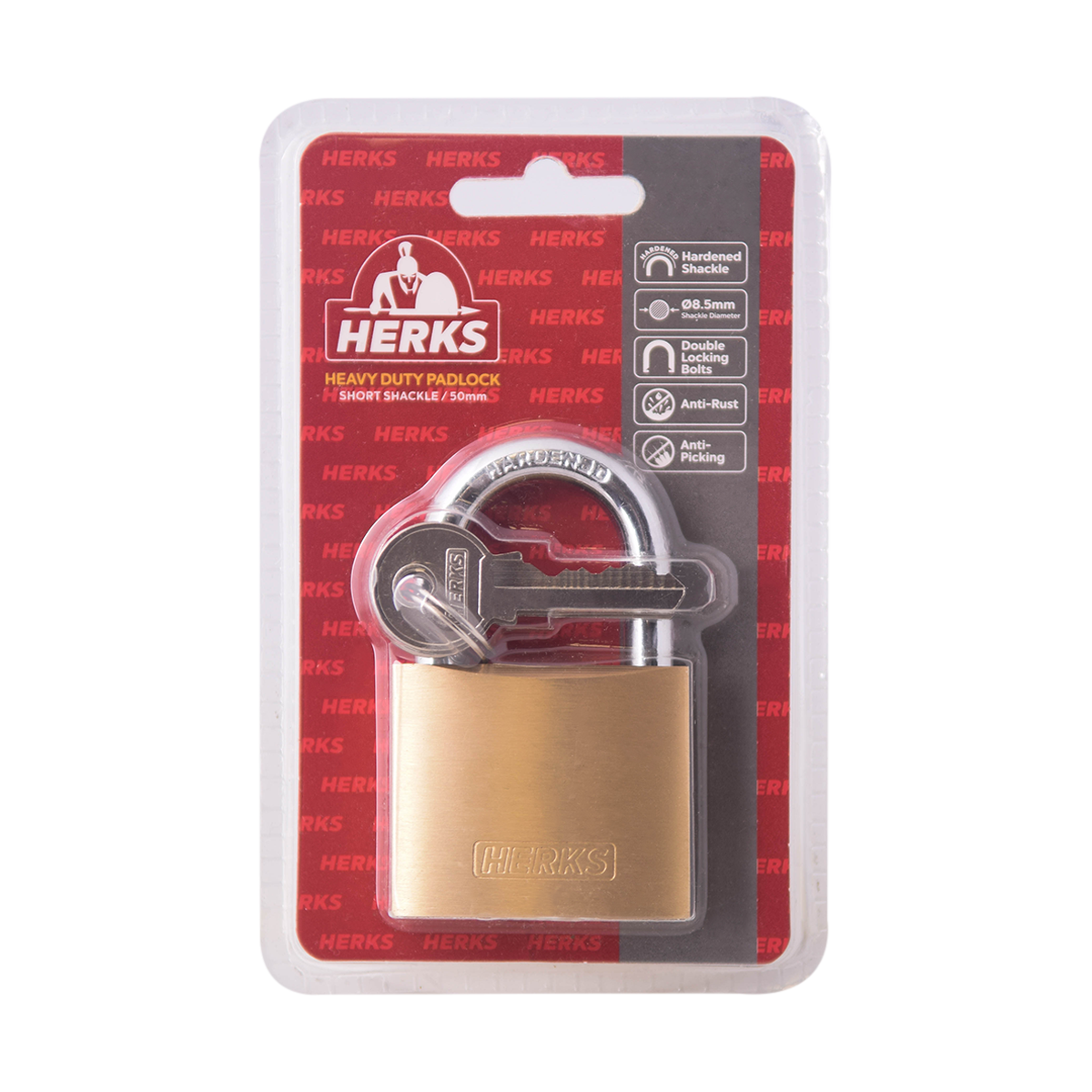 HERKS Heavy Duty Brass Padlock - Short Shackle