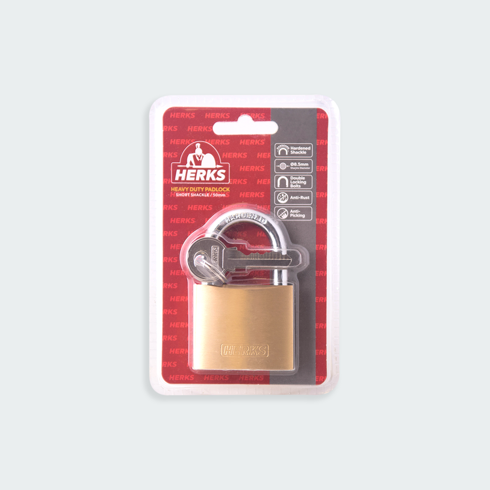 HERKS Heavy Duty Brass Padlock - Short Shackle