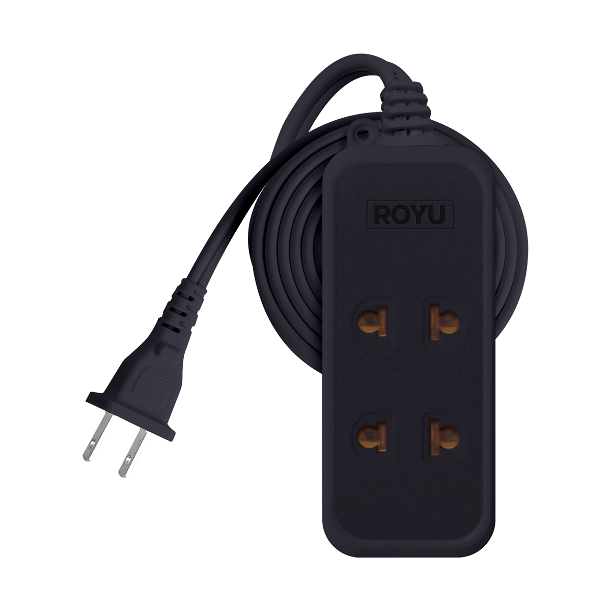 ROYU 2 Universal Outlet + 1 Flat Pin Extension Cord (6M Extension)