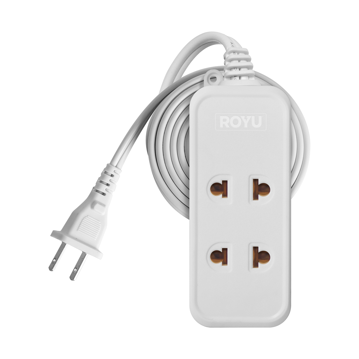 ROYU 2 Universal Outlet + 1 Flat Pin Extension Cord (6M Extension)