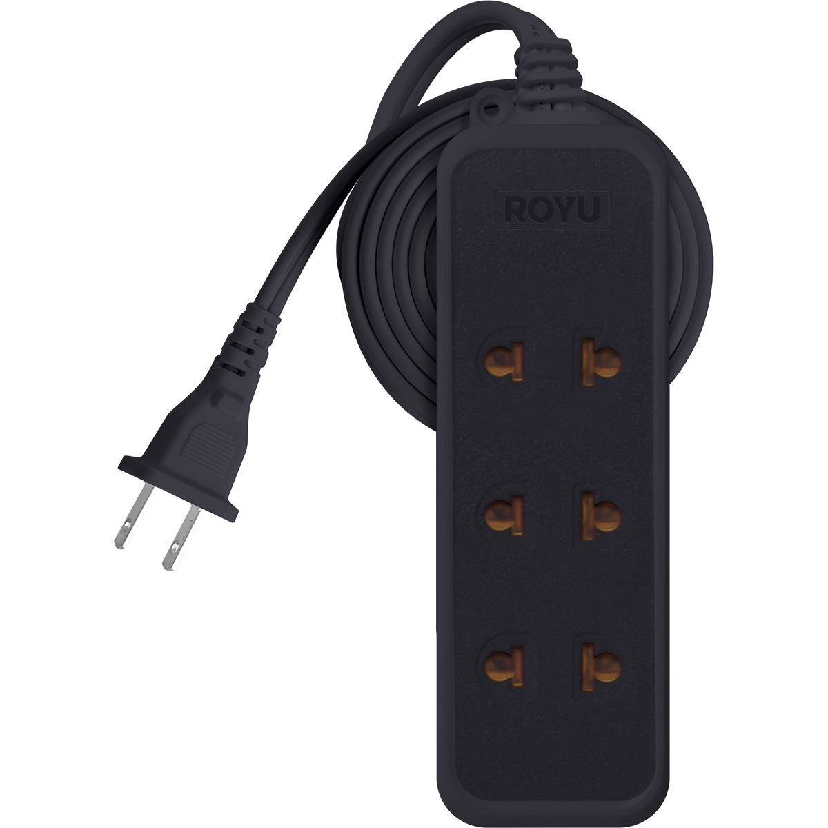 ROYU 3 Universal Outlet + 1 Flat Pin Extension Cord (3M Extension)