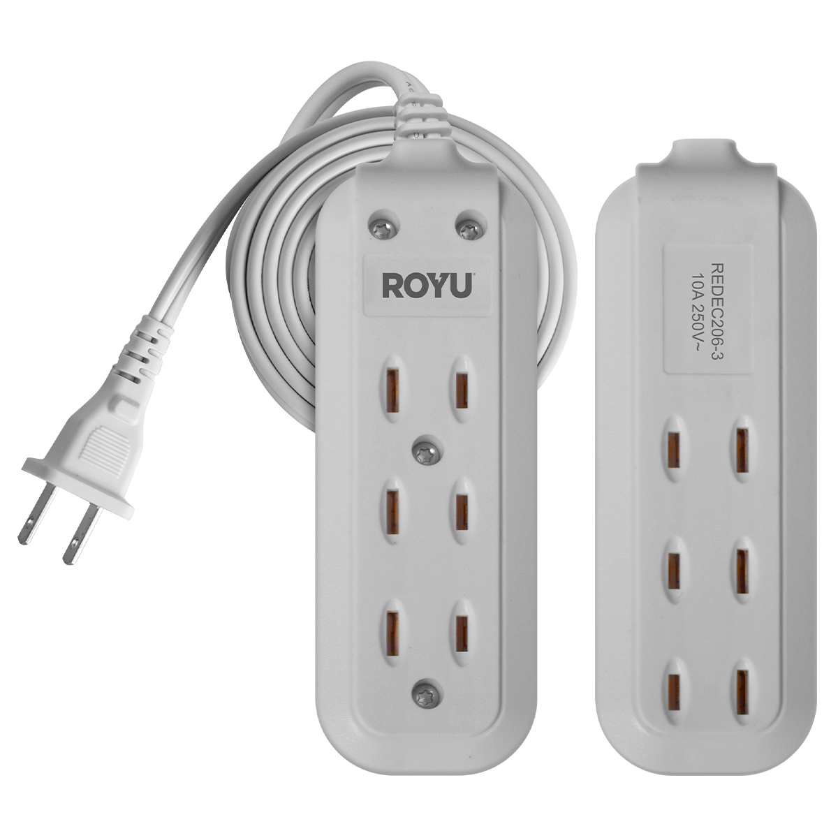 ROYU 3 + 3 Gang Flat Pin Extension Cord (3M Extension)
