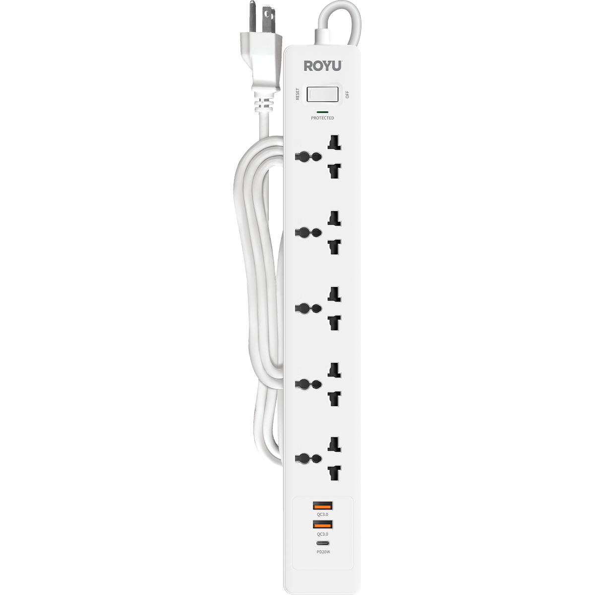 ROYU, 5-Gang, Power, Strip,  USB, Ports