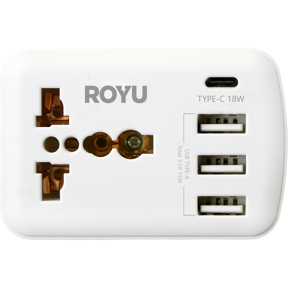 ROYU International Adapter w/ USB Port(3A+1C)
