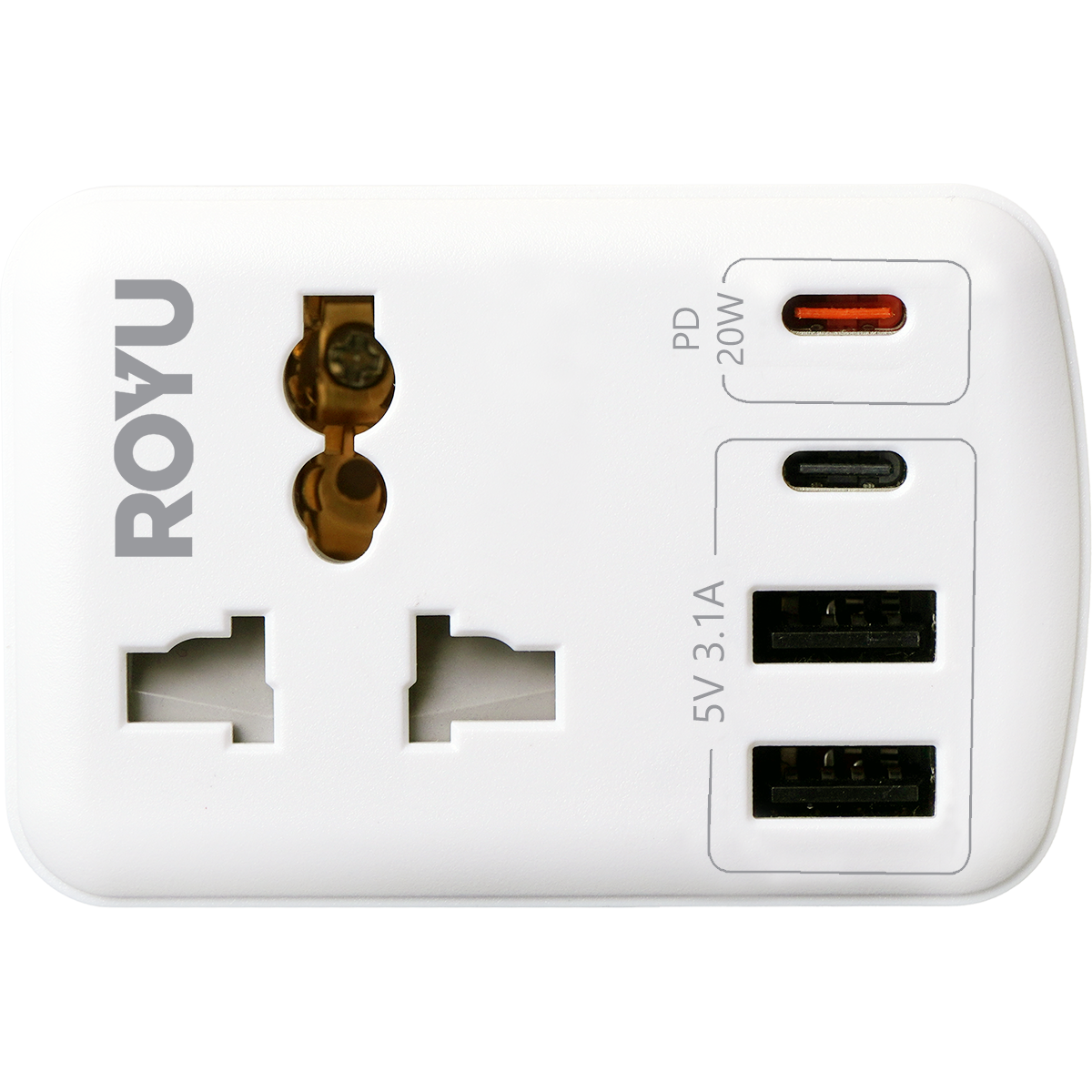 ROYU International + Flat Adapter w/ USB (2A+1C & 1 Fast C)