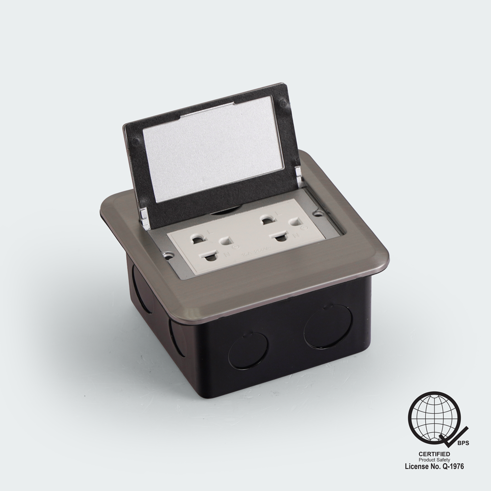 ROYU, Floor, Receptacle,  Duplex, Universal, Outlet,  Gound, and, Shutter,  Titanium