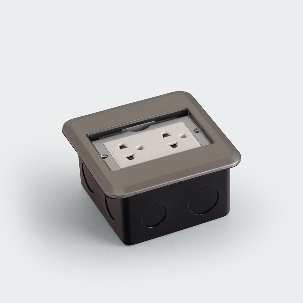 ROYU Floor Receptacle with Duplex Universal Outlet with Gound and Shutter - Titanium