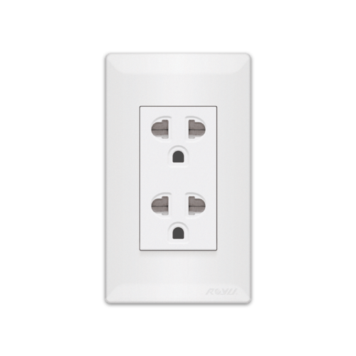 ROYU Super Wide Duplex Universal Outlet with Ground and Shutter