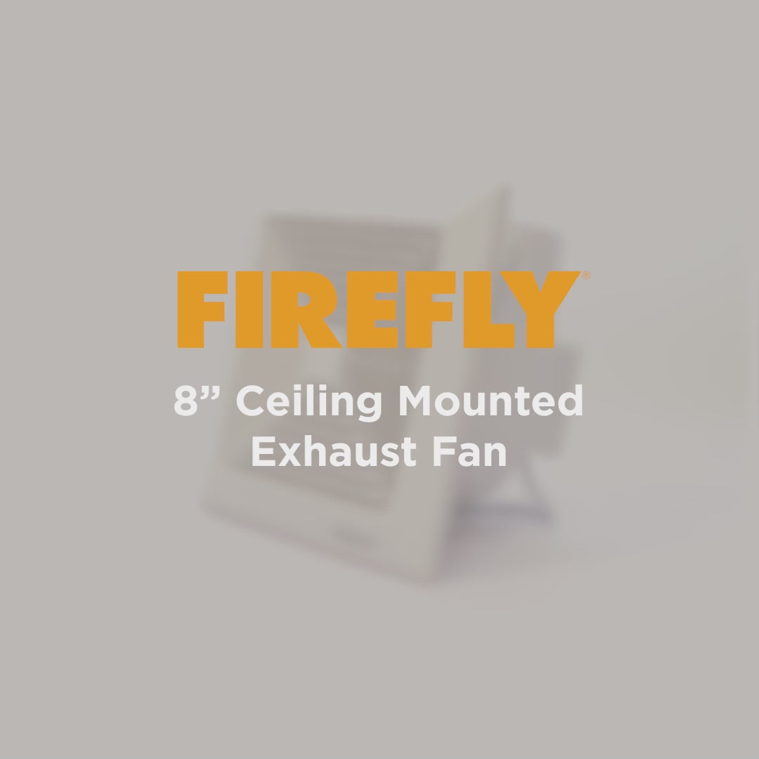 Load video: Firefly Ceiling Mounted Exhaust Fan Slim Radial Grille