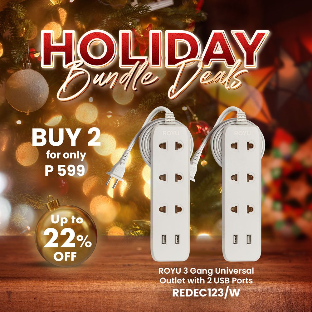 ROYU Christmas Bundle: Buy 2s ROYU 3 Gang Universal Extension Cord for only P599