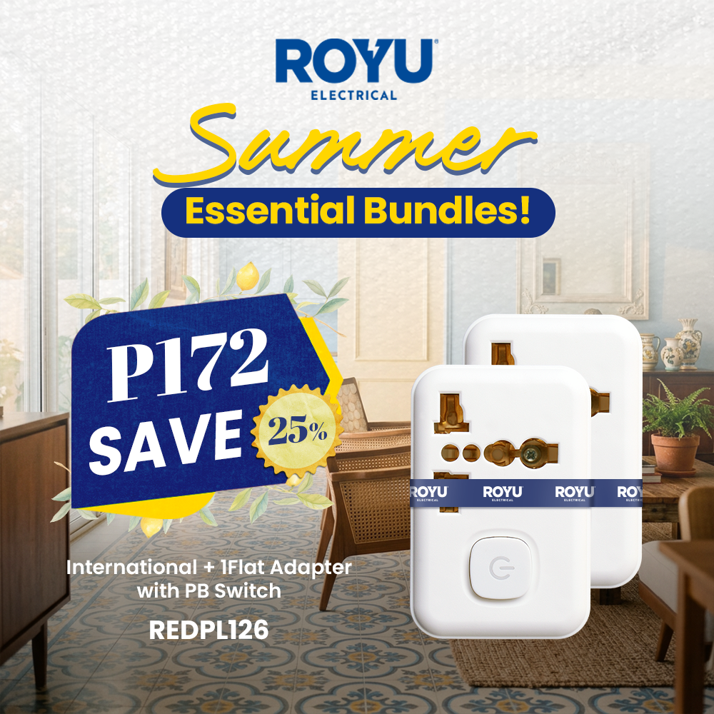 Buy 2 pcs of ROYU International + 1Flat Adapter w/ PB Switch for only P170