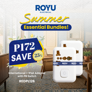 Buy 2 pcs of ROYU International + 1Flat Adapter w/ PB Switch for only P170