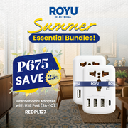 Buy 2 pcs of ROYU International with USB Port (3A +1C) Adapter for only P675