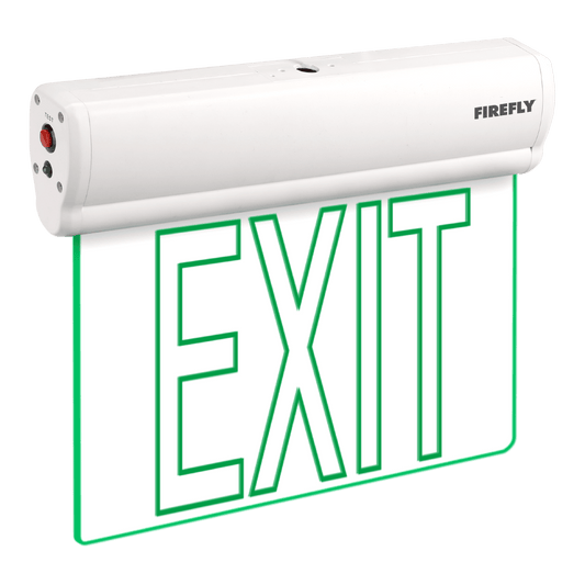 Firefly Single-Faced Exit Light with Wall / Ceiling Mount Option (Exit Text)