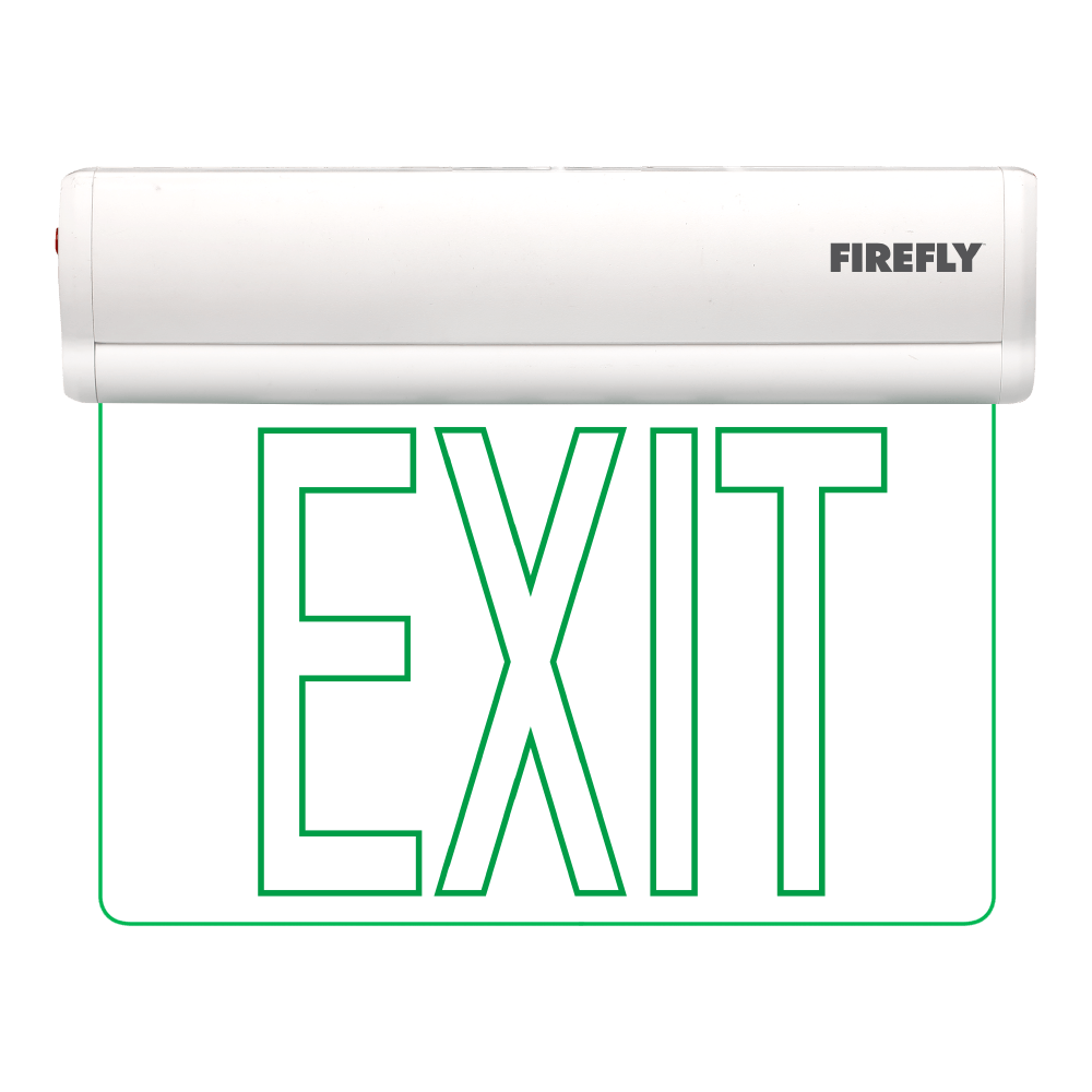 Firefly Single-Faced Exit Light with Wall / Ceiling Mount Option (Exit Text)