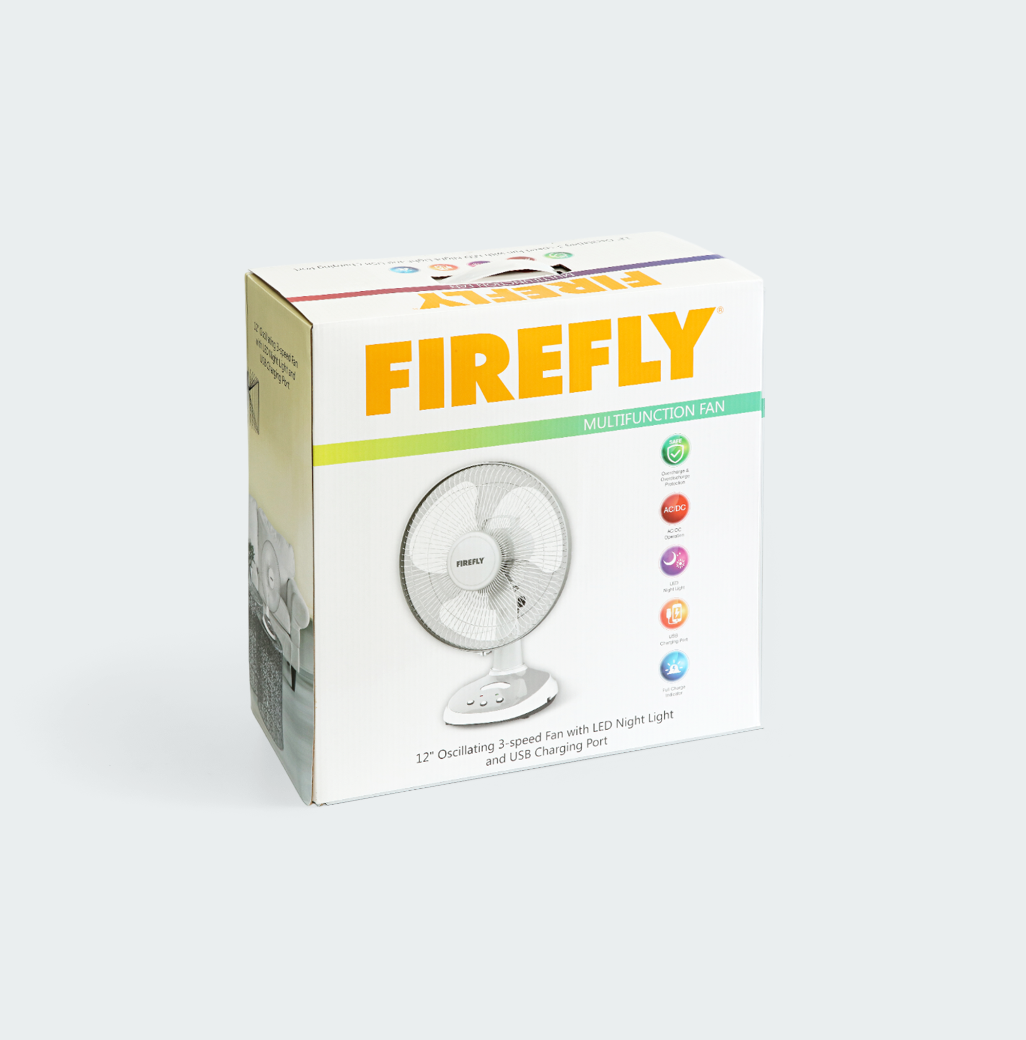 Firefly Rechargeable 12" Fan with Night Light