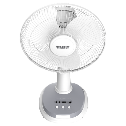 Firefly 12" Rechargeable Desk Fan with Emergency Solar Panel and Lamps