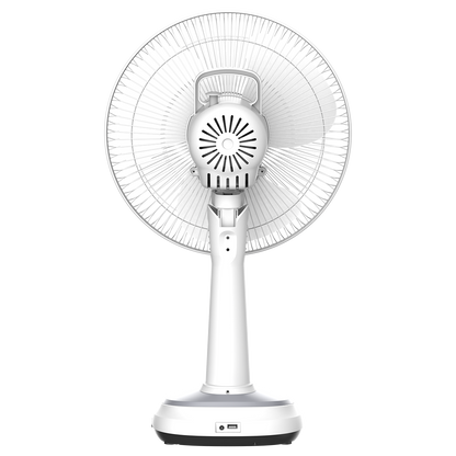 Firefly 12" Rechargeable Desk Fan with Emergency Solar Panel and Lamps