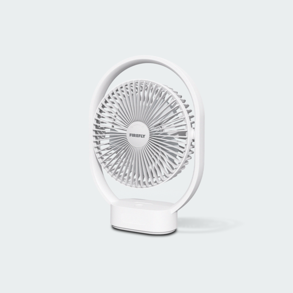 Firefly Rechargeable Oscillating Desk Fan with Night Lamp