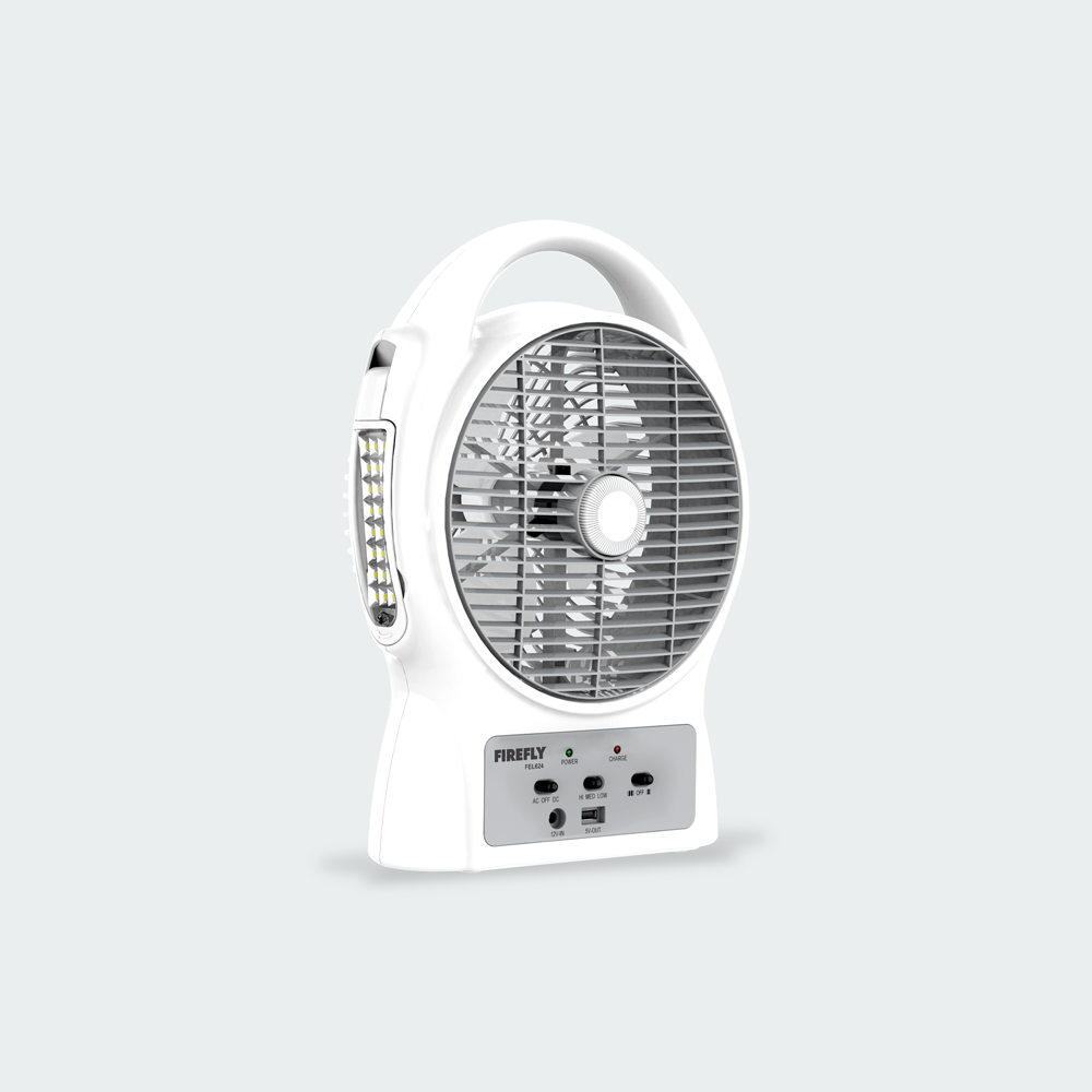 Firefly Rechargeable 8" Oscillating 3-Speed Fan w/ USB Charging Port