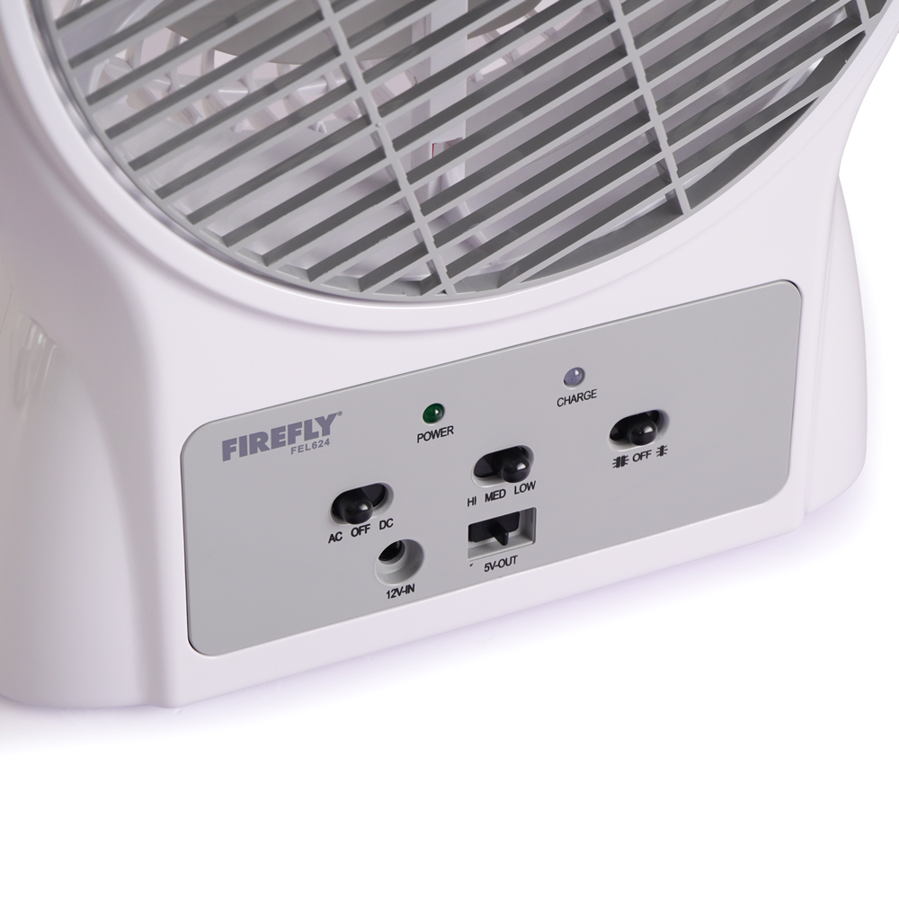 Firefly Rechargeable 8" Oscillating 3-Speed Fan w/ USB Charging Port