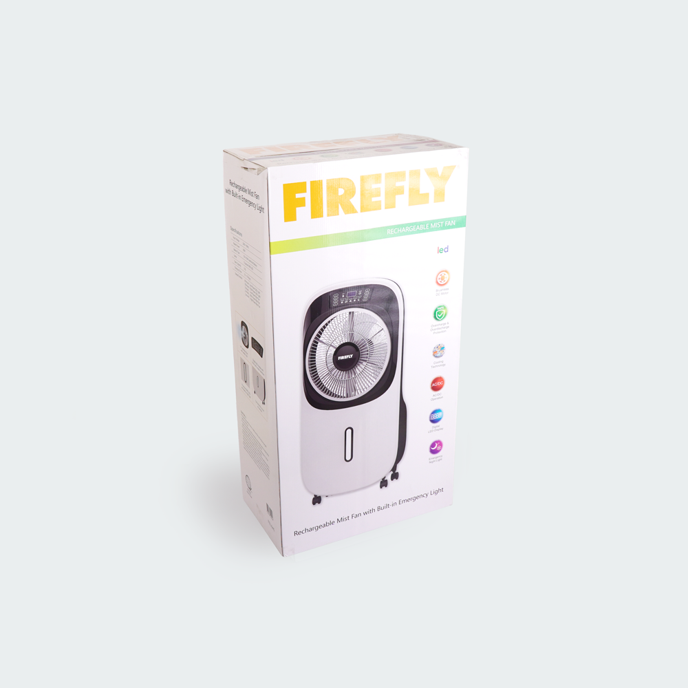 Firefly Rechargeable 10" Mist Fan with Digital LED
