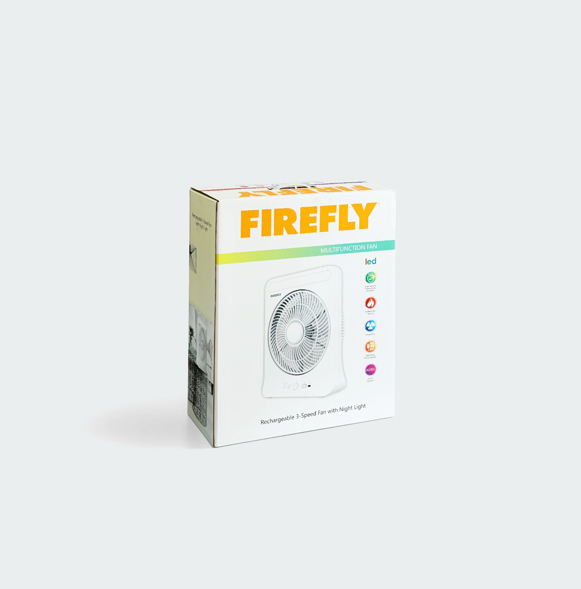 Firefly Rechargeable Box Fan with Night Light