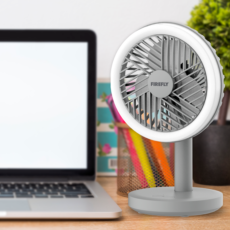 Rechargeable Mini Fan with Ring Light