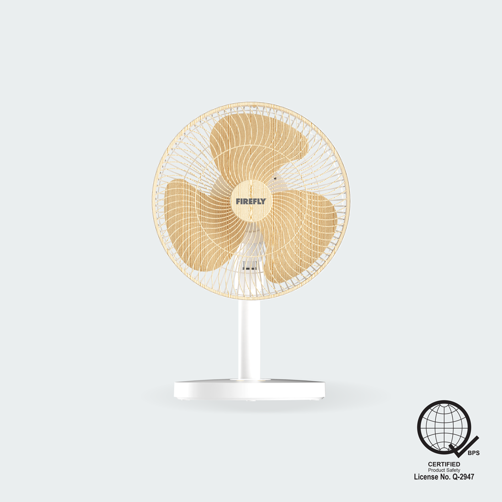 Firefly Rechargeable 12" Wooden Fan with Night Light