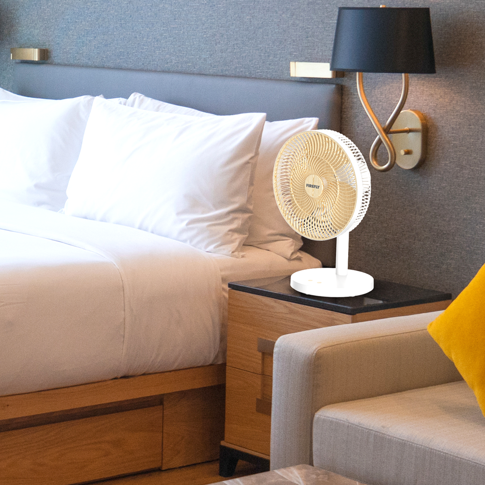 Firefly Rechargeable 12" Wooden Fan with Night Light