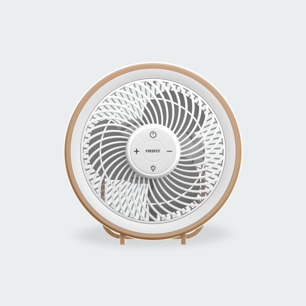 Firefly Rechargeable Mini Desk Fan with Night Lamp and Hook