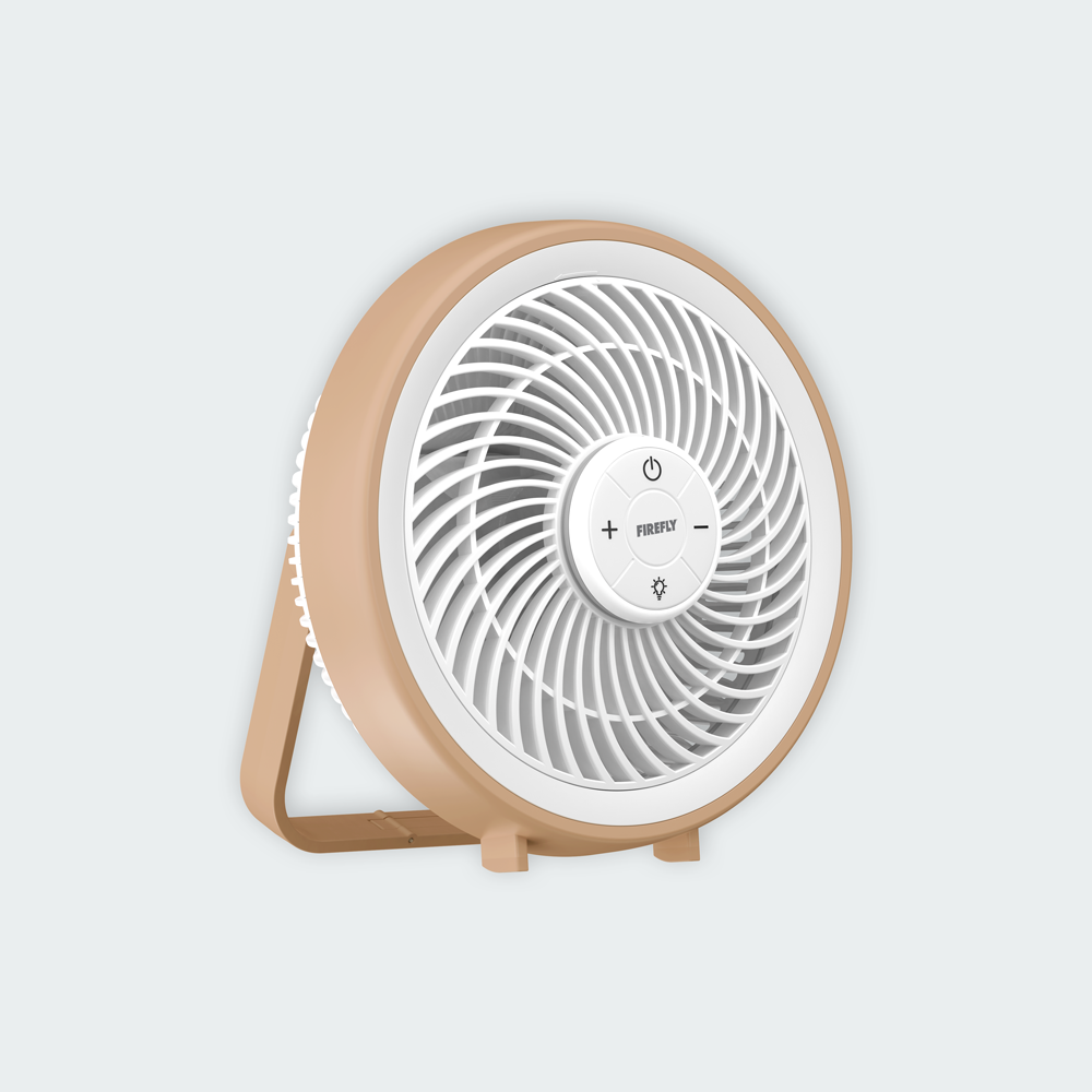 Firefly Rechargeable Mini Desk Fan with Night Lamp and Hook