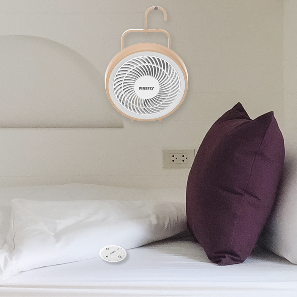 Firefly Rechargeable Mini Desk Fan with Night Lamp and Hook