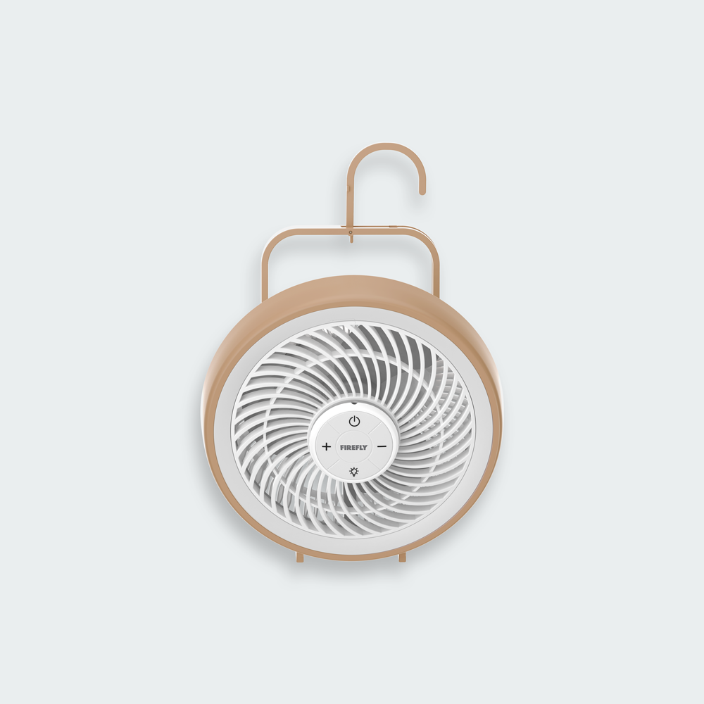 Firefly Rechargeable Mini Desk Fan with Night Lamp and Hook