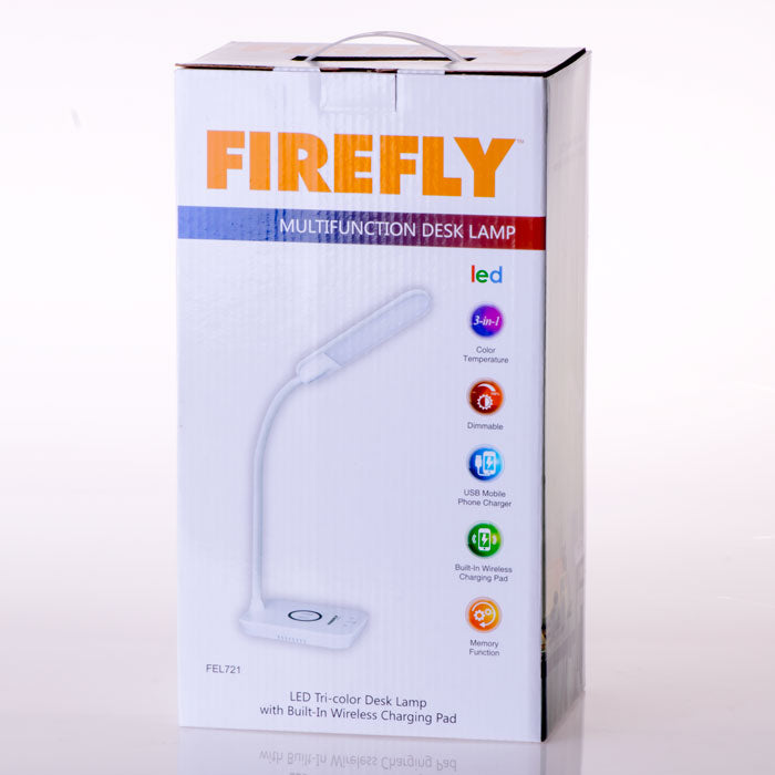 Firefly Led Tri-Color Desk Lamp with Built-in Wireless Charging Pad