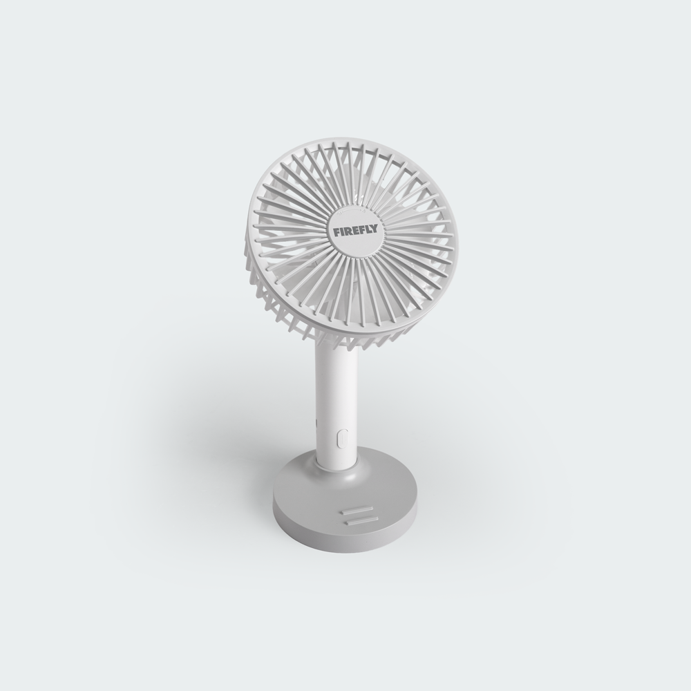 Firefly Rechargeable Handy Stand Fan with Mobile Phone Holder