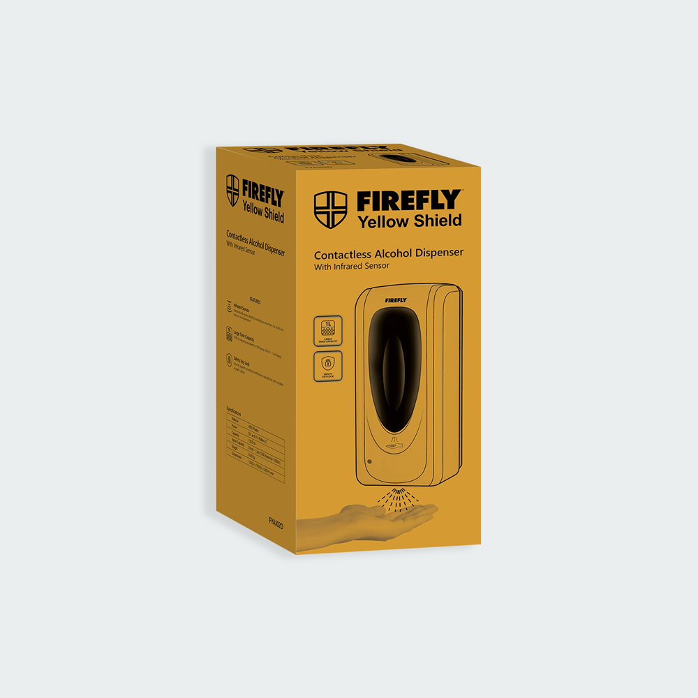 Firefly Yellow Shield Automatic Wall-Mounted Alcohol Dispenser
