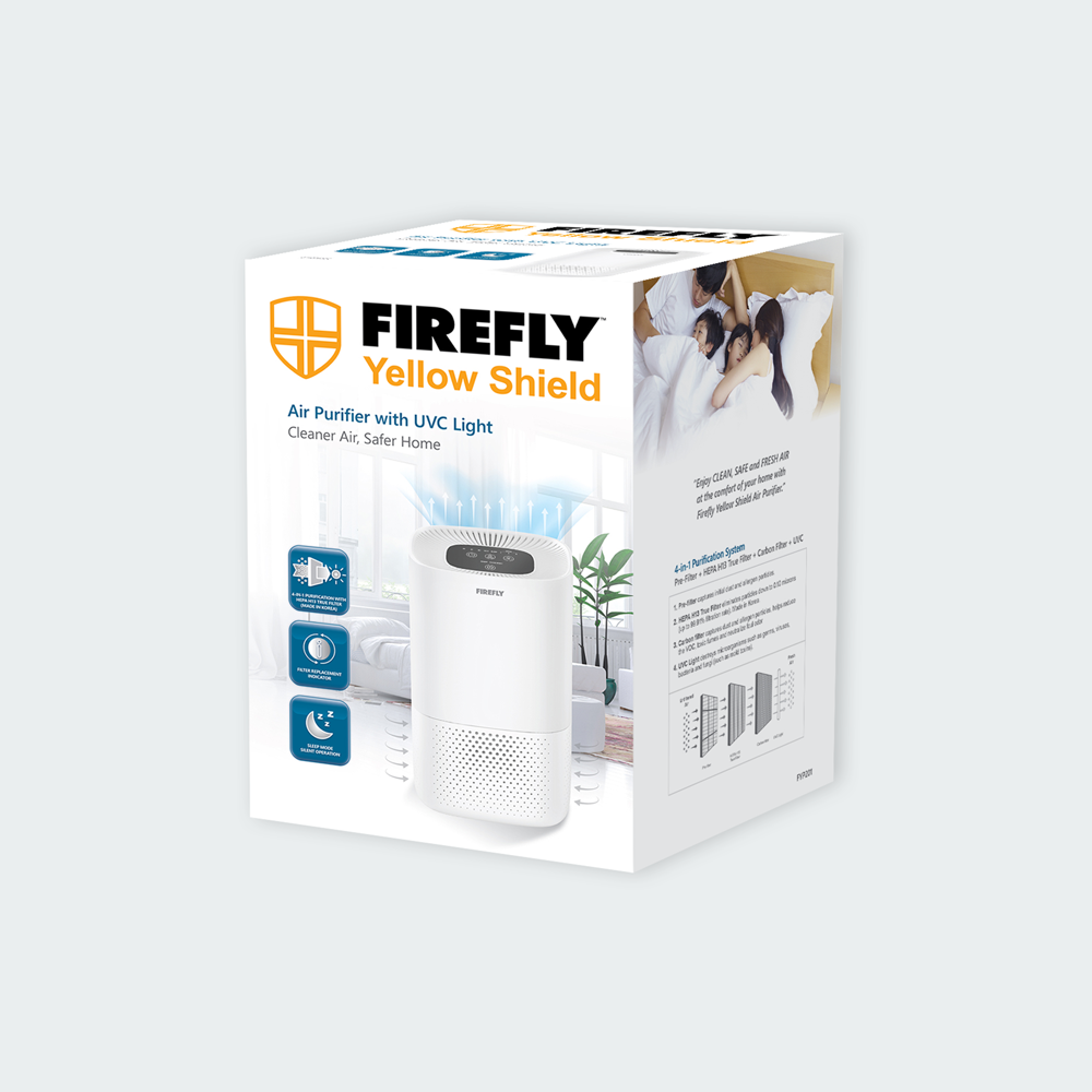 Firefly Yellow Shield Air Purifier with UVC Light (Cylindrical)