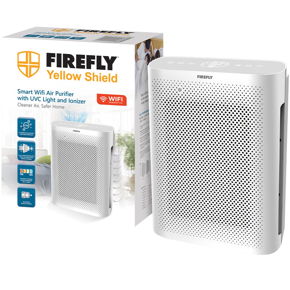 Firefly Yellow Shield Smart Wifi Air Purifier with UVC Light and Ionizer - Medium