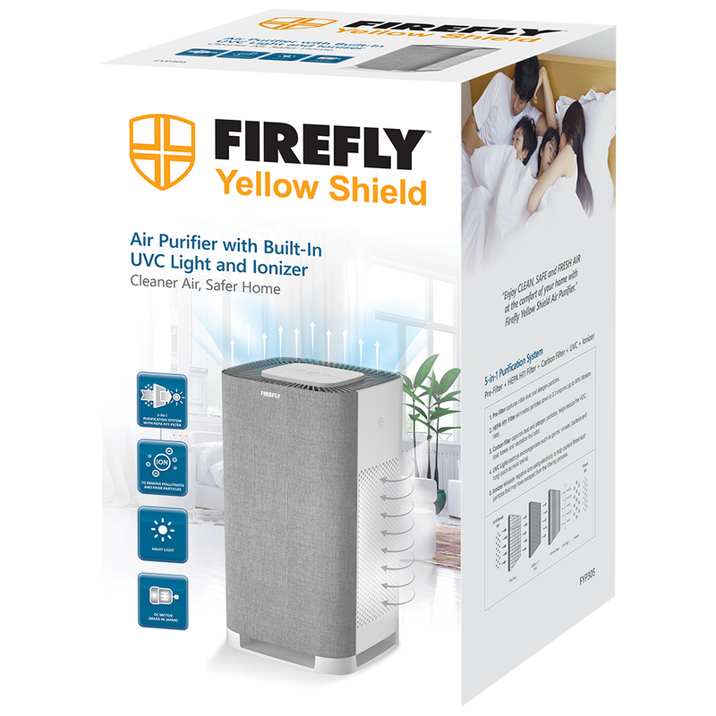 Firefly Yellow Shield Air Purifier with UVC Light and Ionizer and Night Light (Medium)