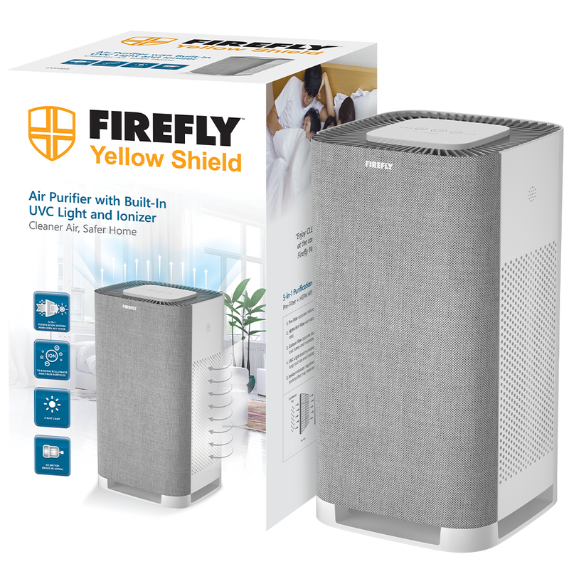 Firefly Yellow Shield Air Purifier with UVC Light and Ionizer and Night Light (Medium)