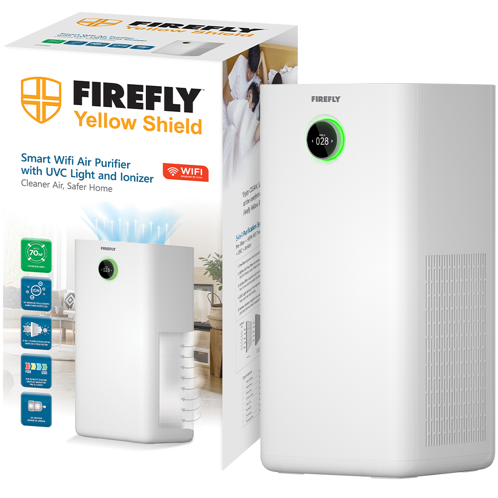 Firefly Yellow Shield Smart Wifi Air Purifier with UVC Light and Ionizer - Large